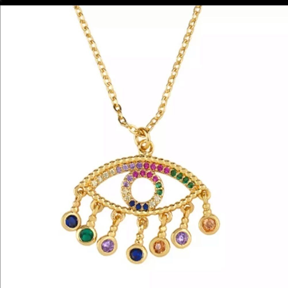 Necklace Nazar rhinestone Cooper mosaic zinc alloy